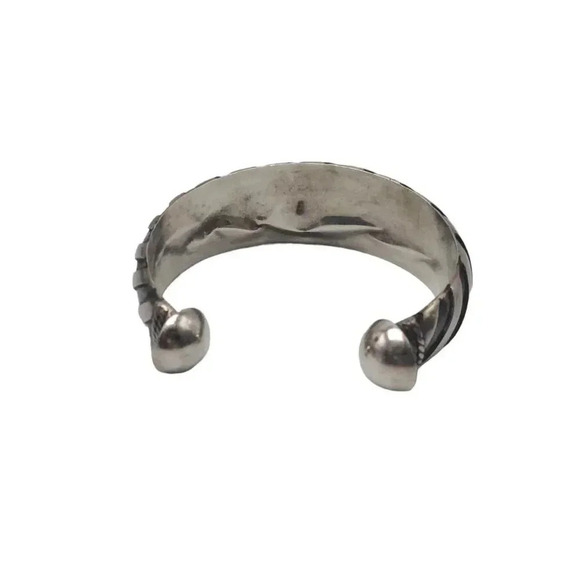 925 Sterling Silver Texture Southwestern Cable Open Cuff Bracelet Vintage - Picture 3 of 9